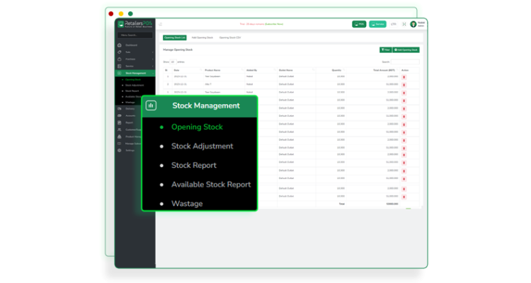 Stock Management Developed by Againsoft
